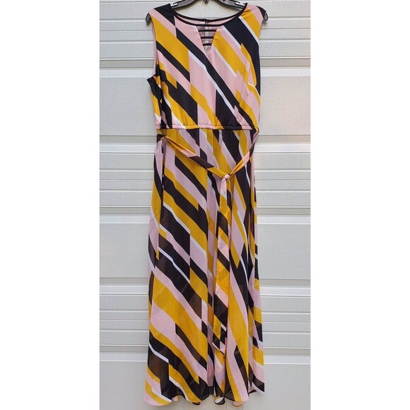 Lane Bryant Party Cocktail Wedding Fall Full Length Dress Size 16 Striped - Picture 3 of 9